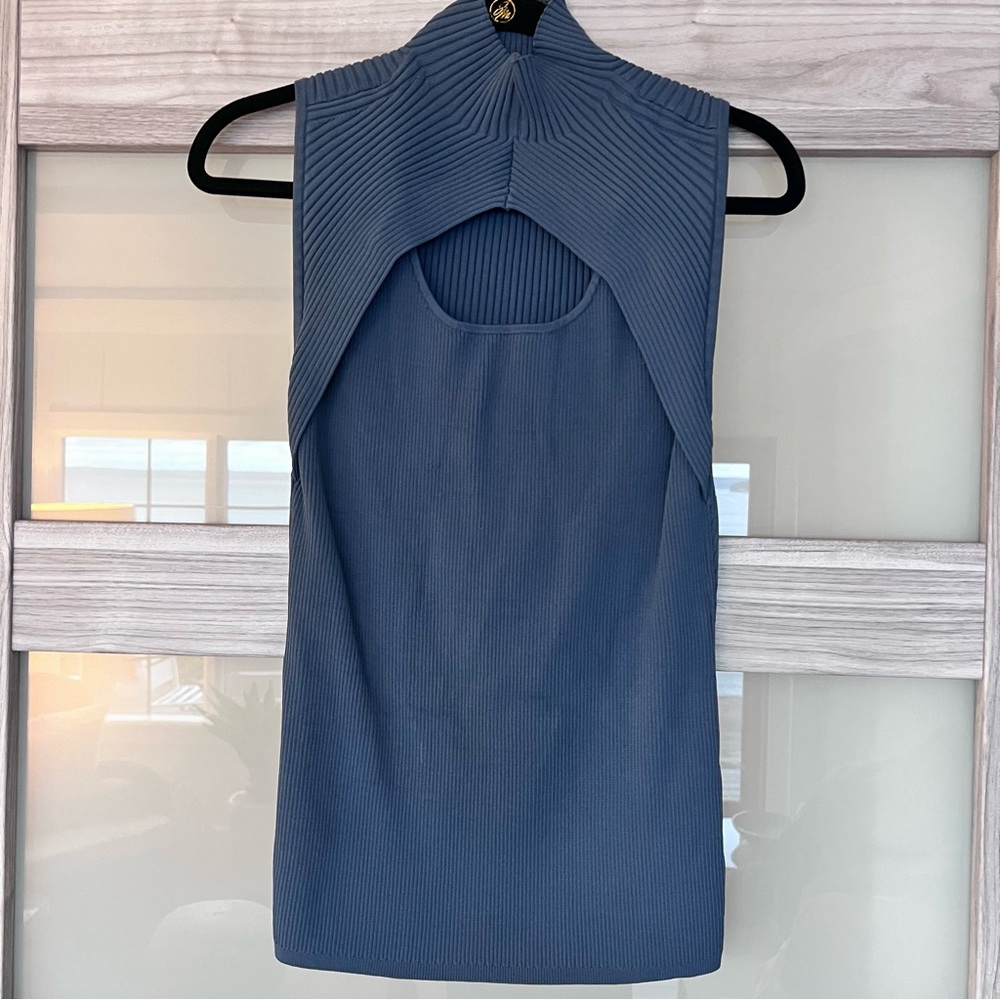 White House Black Market Navy Ribbed Top
